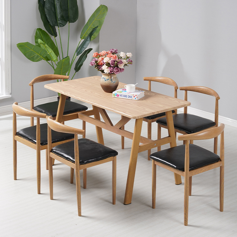 Mesa de comedor combinación de mesa rectangular mesa cuadrada mesa de hierro forjado silla de toro mesa de comedor mesa de comedor económica pequeña casa