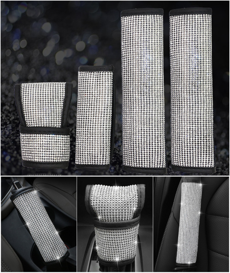汽车安全带护肩套档位手刹保护套镶钻点水钻车载内饰装饰用品跨境