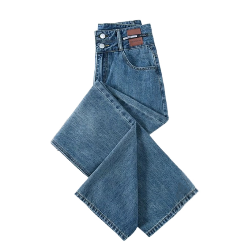 2024 New Slim Casual Pants Jeans for Women Autumn and Summer Fashion High-Waisted Straight-Leg Drapey Wide-Leg Pants