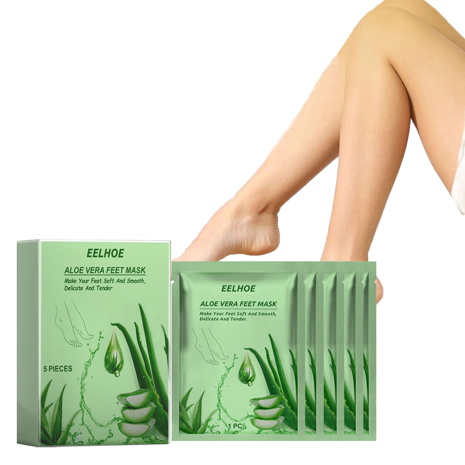 Cross-Border Direct Sales Eelhoe Aloe Vera Foot Mask: a Refreshing, Delicate, Smooth, Gentle, Fresh, Comfortable, and Moisturizing Foot Mask