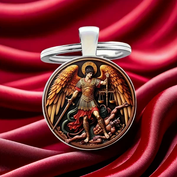 Cross-Border Fashion New Style Men's Round Party Keychain Jewelry Wholesale That Defeats Evil