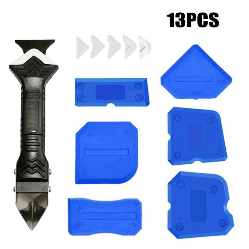 13件套玻璃胶美缝刮板填缝涂抹修整工具地板窗缝隙清洁