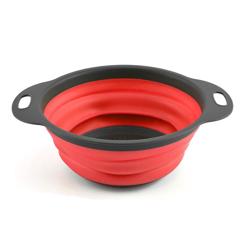 Cesta de drenaje plegable telescópica para acampar al aire libre, filtro de agua súper redondo, artefacto de cocina azul vegetal plegable, canasta de lavado de verduras