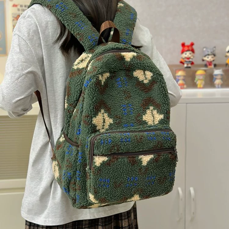 Capacious retro backpack, shoulder bag, laptop for traveling