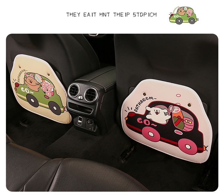Driving Puppy Anti-Kick Pad, Cute Cartoon Seat Back Anti-Kick Pad, Car Seat Back Anti-Fouling Pad, Universal for All Seasons