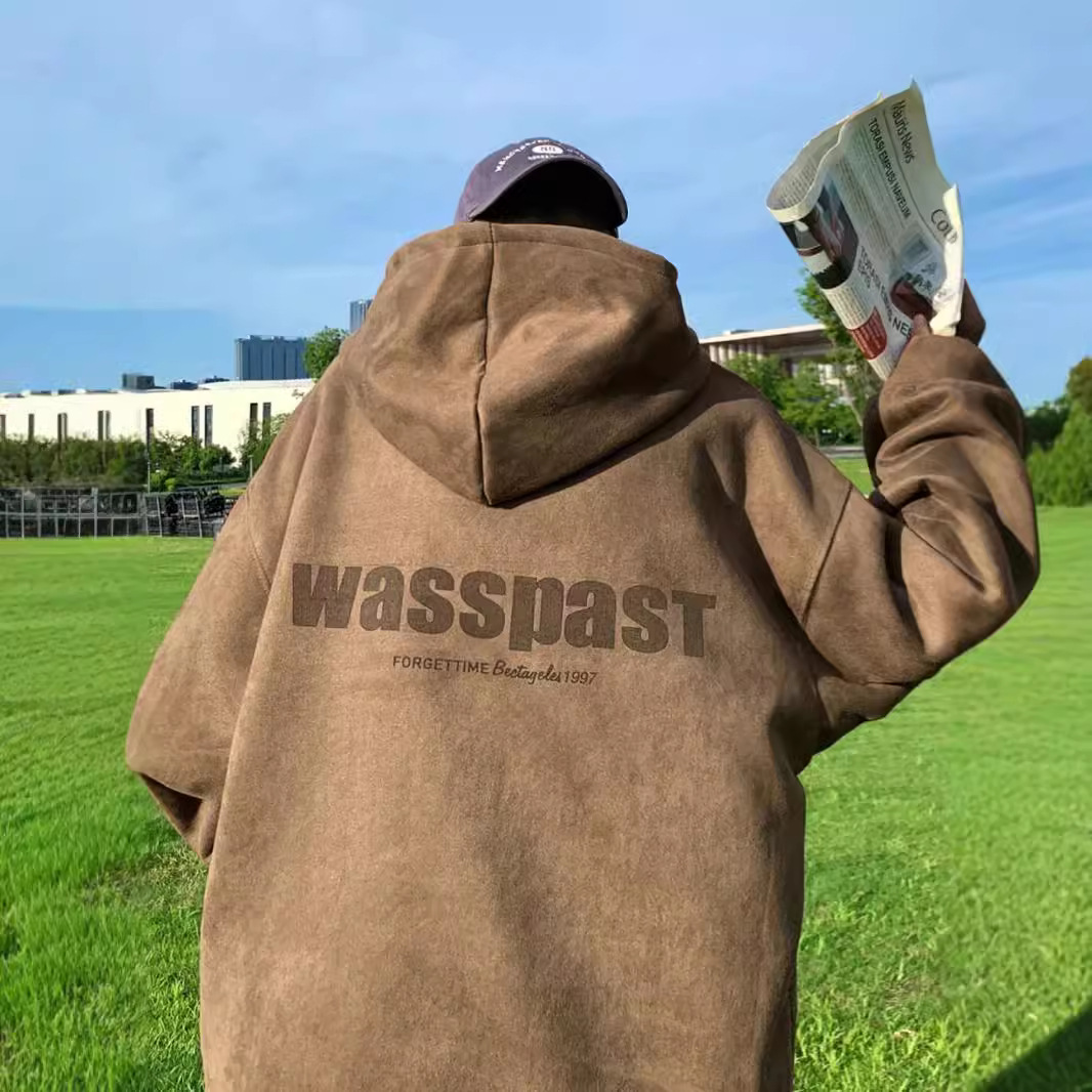boy Lett Suede 600g Heavyweight Stiff Hooded Sweatshirt Men Amican Style Vibe Fleece Lined Thickened Hip Hop Autumn_viptrois.com