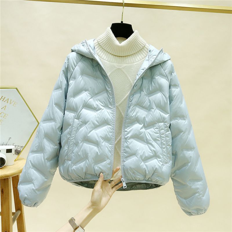 轻薄羽绒服女短款小个子新款压花连帽新款冬季白鸭绒保暖显瘦外套|undefined