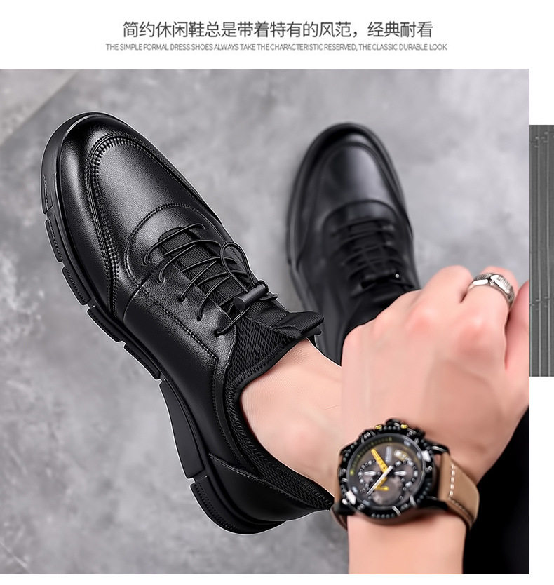 Giày da nam kiểu Anh công sở mũi tròn gót thấp 1–3 cm, giày lười đế mềm mặt mềm — PZ99015 màu đen chi tiết 14