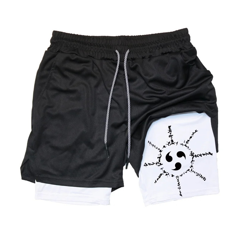 Cross-border Cartoon Animation Naruto Love Shorts Adult Double Layer Beach Fitness Training Sports Casual Pants