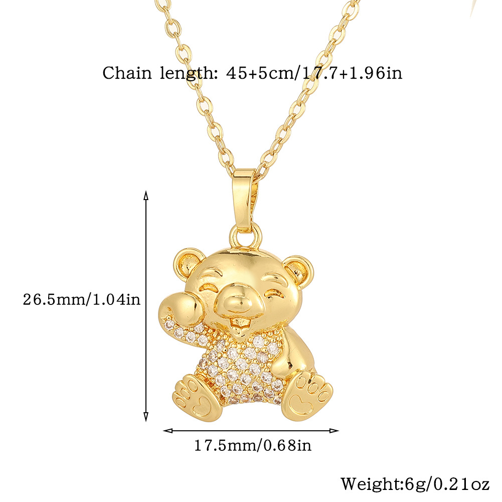 Copper Casual Cute Little Bear Plating Pendant Necklace display picture 6
