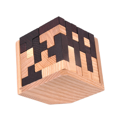 54t Magic Dou Cube Decompression Unlock 54L Building Block Kong Ming Lock Children's Intellectual Toy Wooden Luban Lock Hot Selling