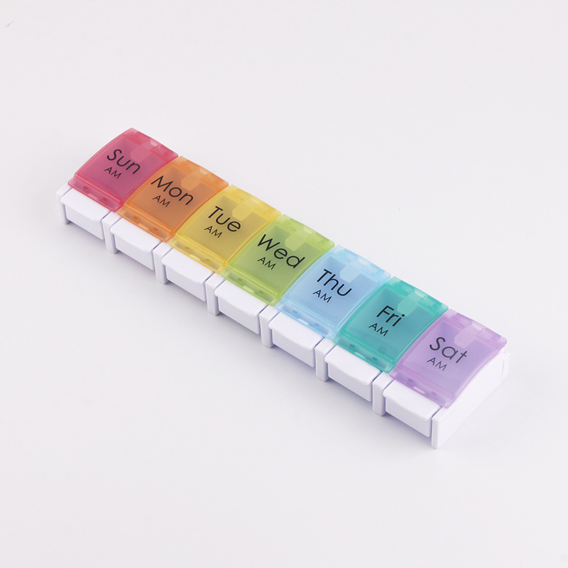 Factory direct sales Amazon hot colorful spring medicine box plastic week medicine box 7 days