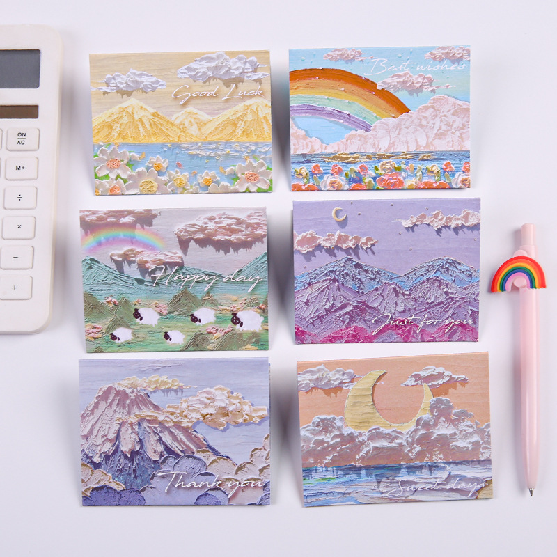 Romance Cure Pintura al óleo Estilo Tarjeta de felicitación navideña para niños Deseos de agradecimiento Regalo de cumpleaños Tarjeta pequeña Tarjeta de mensaje de viento ins