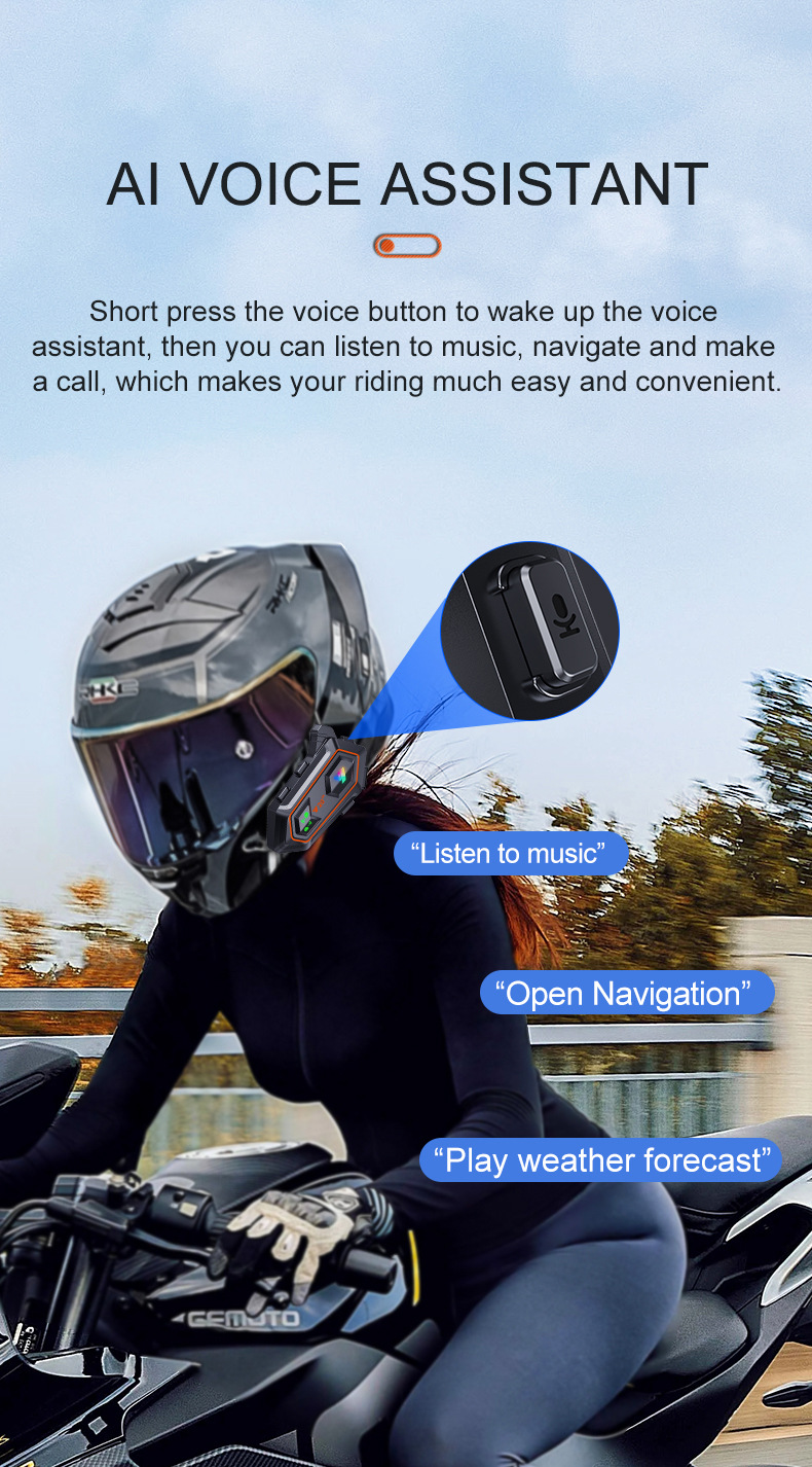 Y20-2X Cross-Border Motorcycle Helmet Riding Bluetooth Headset Waterproof Dustproof Long-Lasting Dual Intercom Outdoor