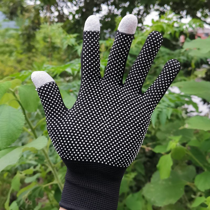 薄款尼龙触屏防滑手套劳保耐磨工作透气防晒打包骑行开车点珠手套