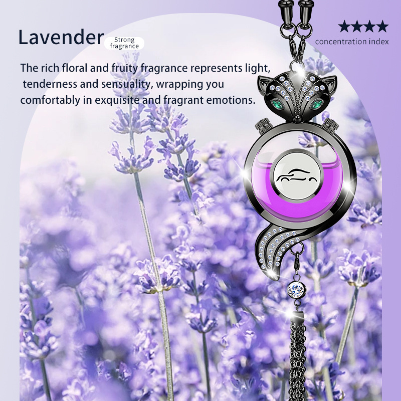 Freshener Pendant: Qìchē Car hanging - fox-gunmetal-alloy-pendant-with-lavender-fragrance-small-car-logo