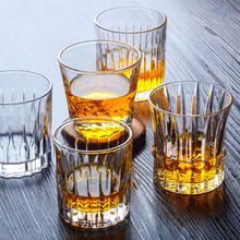 日式竖条纹酒杯复古剑纹威士忌洋酒杯酒吧ktv透明玻璃果汁饮料杯