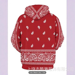 欧美跨境时尚Temu亚马逊男士连帽卫衣 3D数码印花套头卫衣
