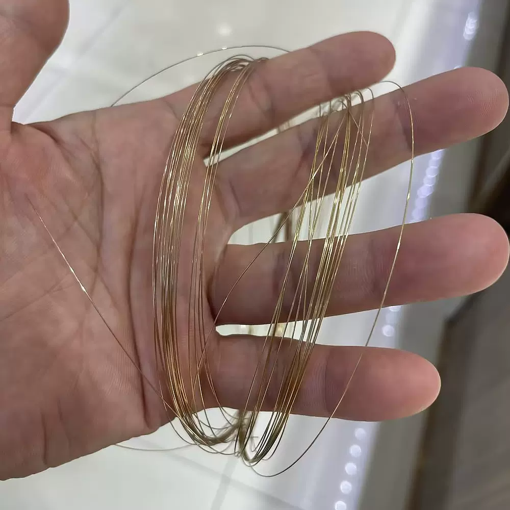 雅缤按克卖AU750真金18K保色丝线 DIY手工项链珍珠手串半硬线金线