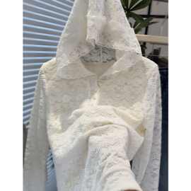 仅用于产品展示勿拍-欧货米白色连帽卫衣长袖T恤女秋冬叠穿内搭显