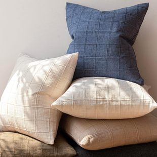 Customized Modern Simple Pillow Cover Chenille Checkered Pure Color Versatile Living Room Sofa Cushion Bedside Cushion Cover