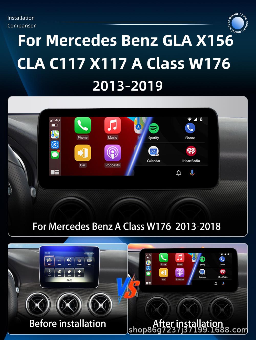 12.3inch Suitable for Mercedes-Benz Gla X156 C117 W176 Gps Car Navigation Bluetooth Player Navigation One