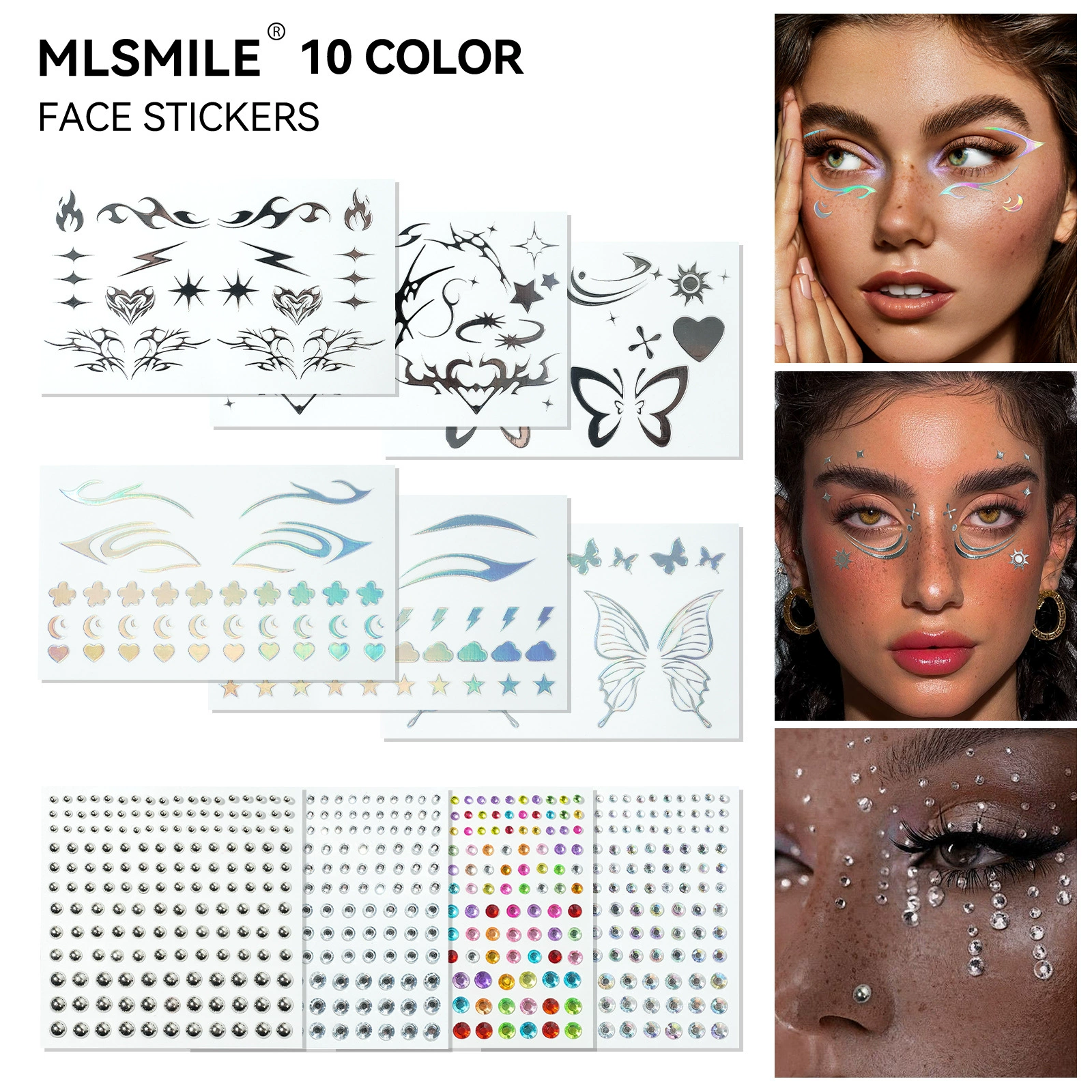 MLSMILE водонепроницаемые тату-наклейки для макияжа глаз, наклейка, пирсинг носа, европейский стиль, для импорта, новая коллекция, 3D