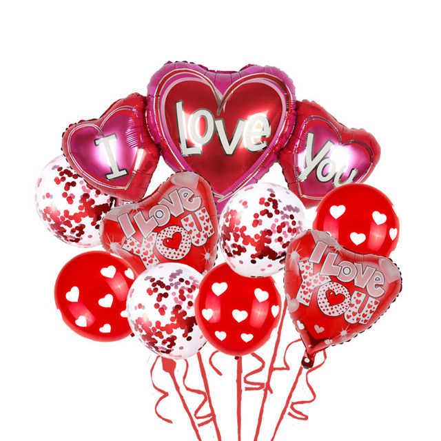 Letter, Heart Shape Pattern Valentine'S Day IG Style Letter Heart Shape Aluminum Film Party Festival Balloons