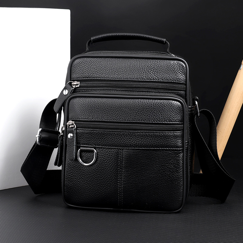 Bolsa de hombro de cuero de vaca de hombre de lujo ligero bolso de hombro de cuero vertical bolso de hombro de ocio de negocios en stock al por mayor