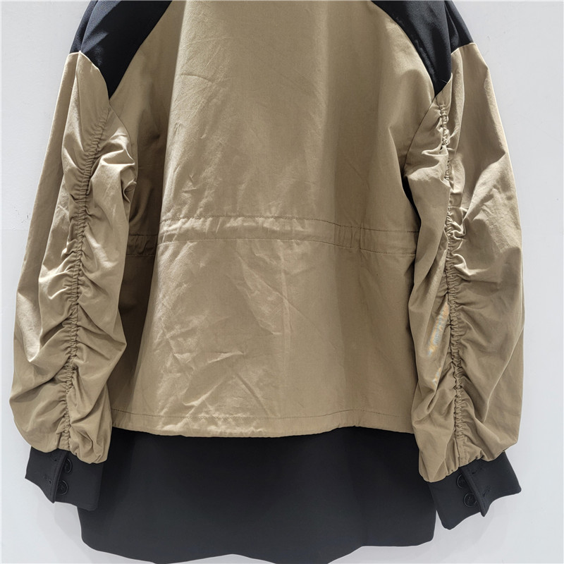 Saco Blazer con Diseño Combinado para Mujer de Poliéster Manga Larga
