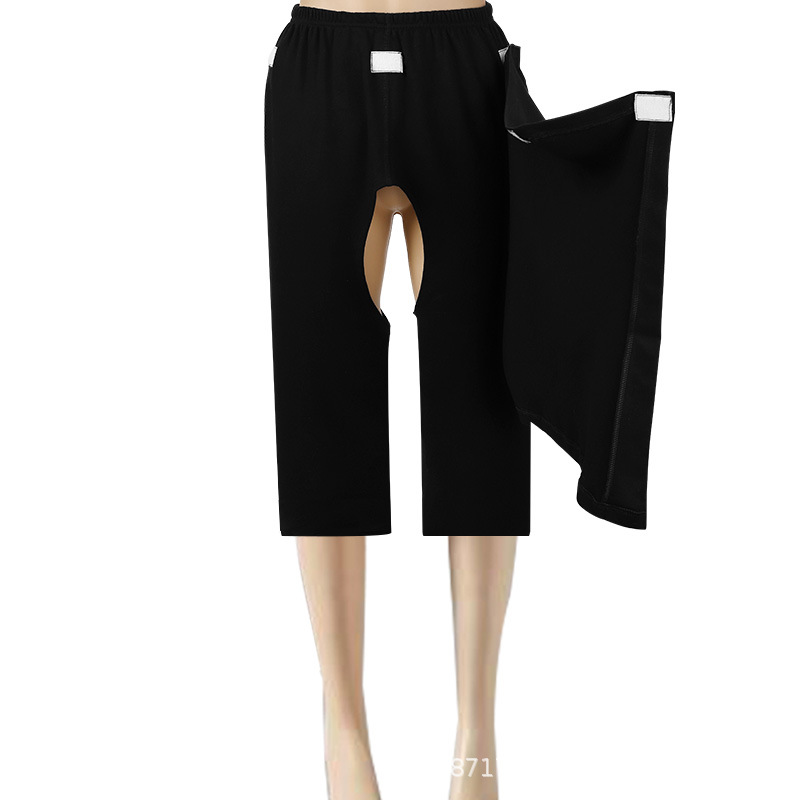 커버 프론트 크롭 팬츠 코튼 블랙