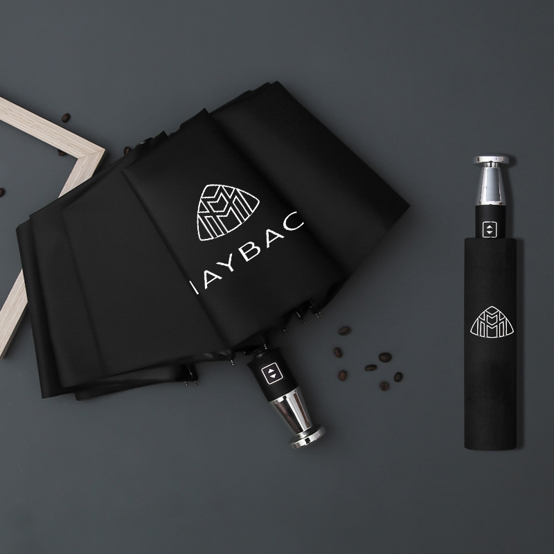 Paraguas Rolls-Royce con 10 varillas, plegado automático, revestimiento negro para protección solar, paraguas Mercedes, paraguas con logotipo de coche de tienda 4S.