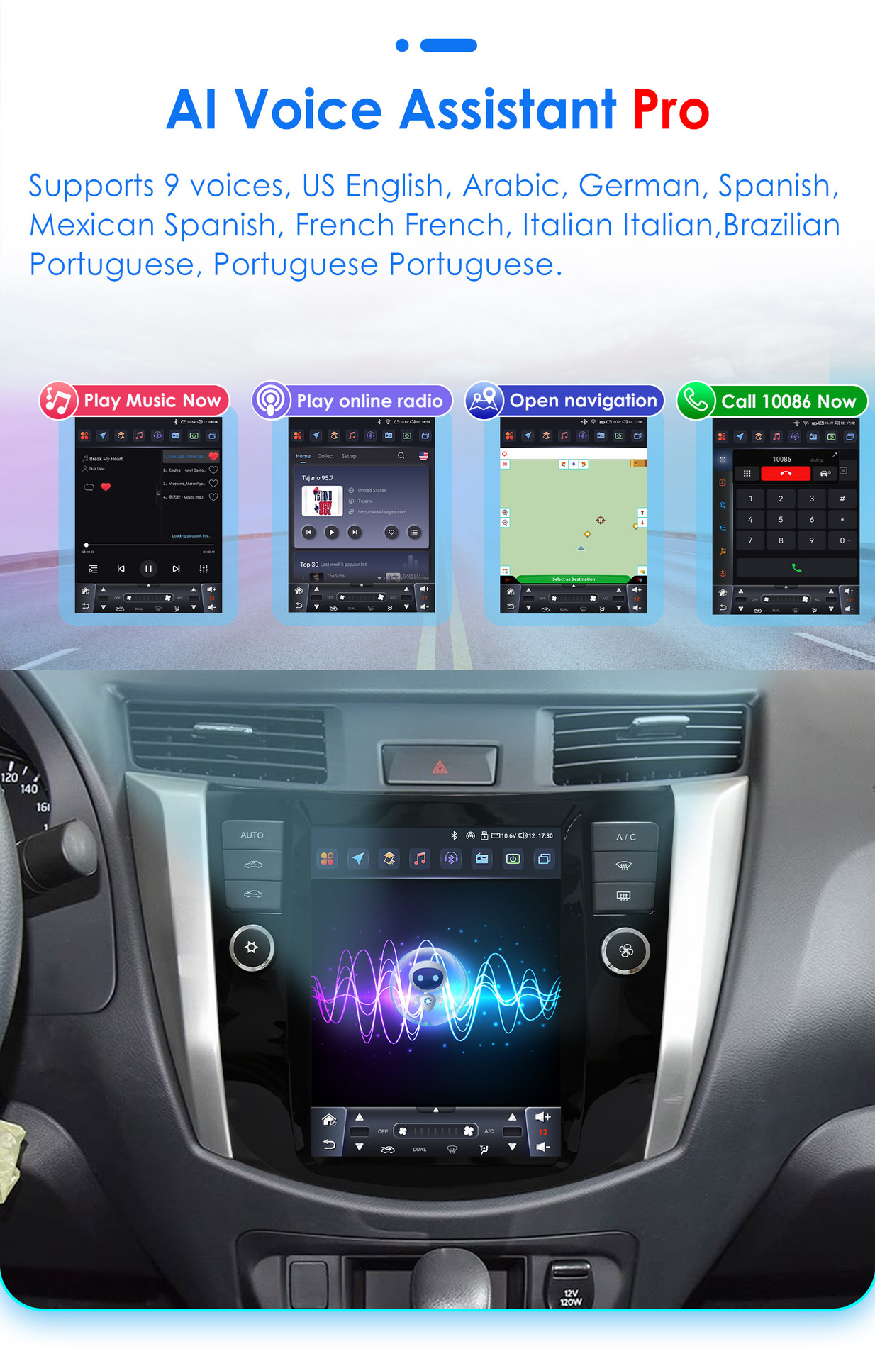 9.7inch Suitable for 16-22 Nissan Navara Android Vertical Screen Car Navigator with Reversing Image All-In-One Machine
