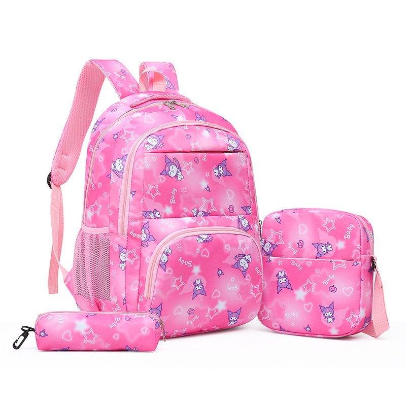 Cartoon transfronterizo mayorista de tres piezas paquetes de bolsas escolares de estudiantes de secundaria primaria y secundaria mochila con billetera