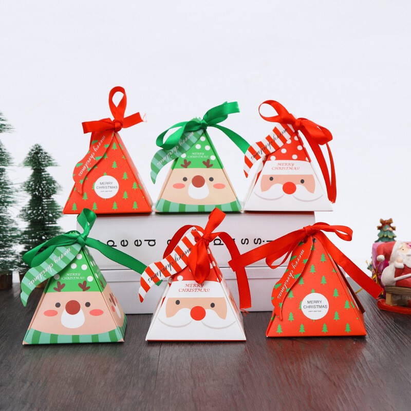 ヨーロッパの新しいキャンディボックスクリスマスパーティー包装箱6レーザーカードクリスマスクラフト紙スノーフレーク紙袋|undefined