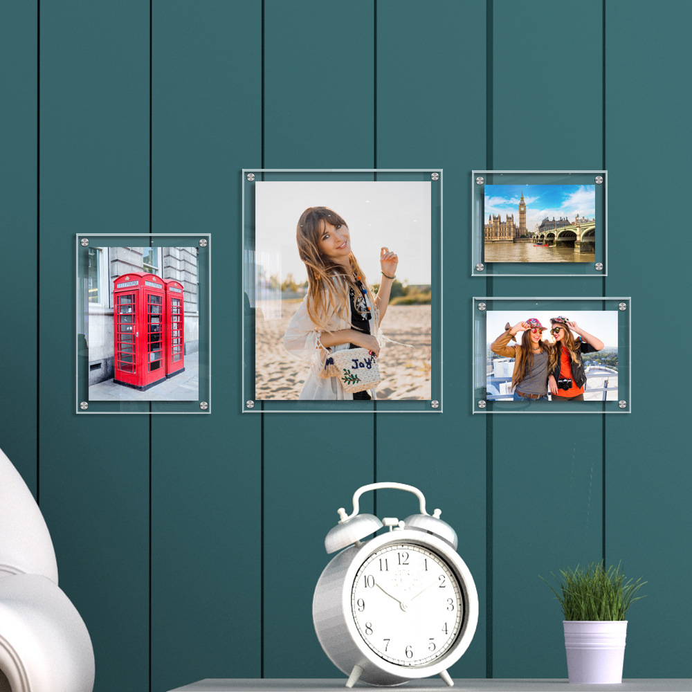 TY610 Cross-border Acrylic Photo Wall Frame Transparent Double-Sided Clip Album with Holes for Wall Decoration Commemorative Picture Frame