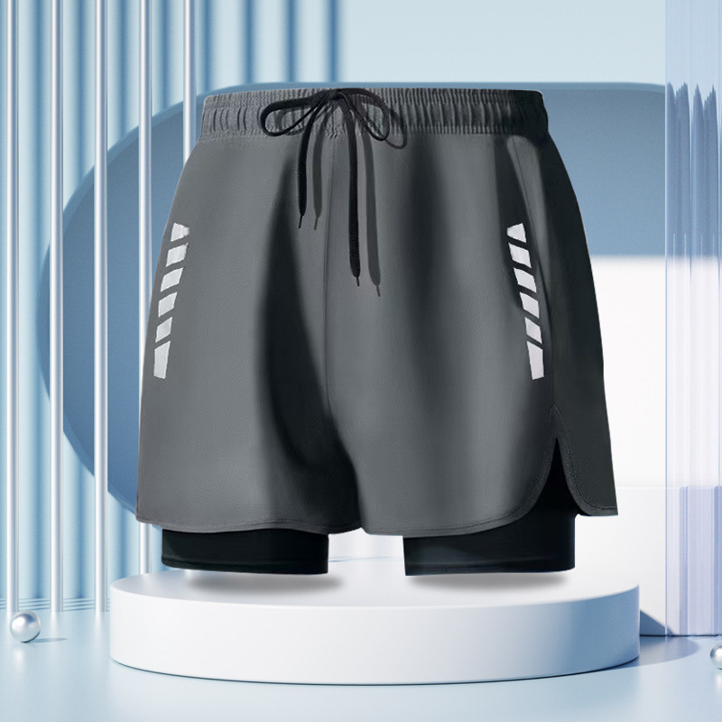 2025 nuevos bañadores de hombre de secado rápido doble anti-vergüenza suelta de gran tamaño bóxer natación en la playa aguas termales al por mayor