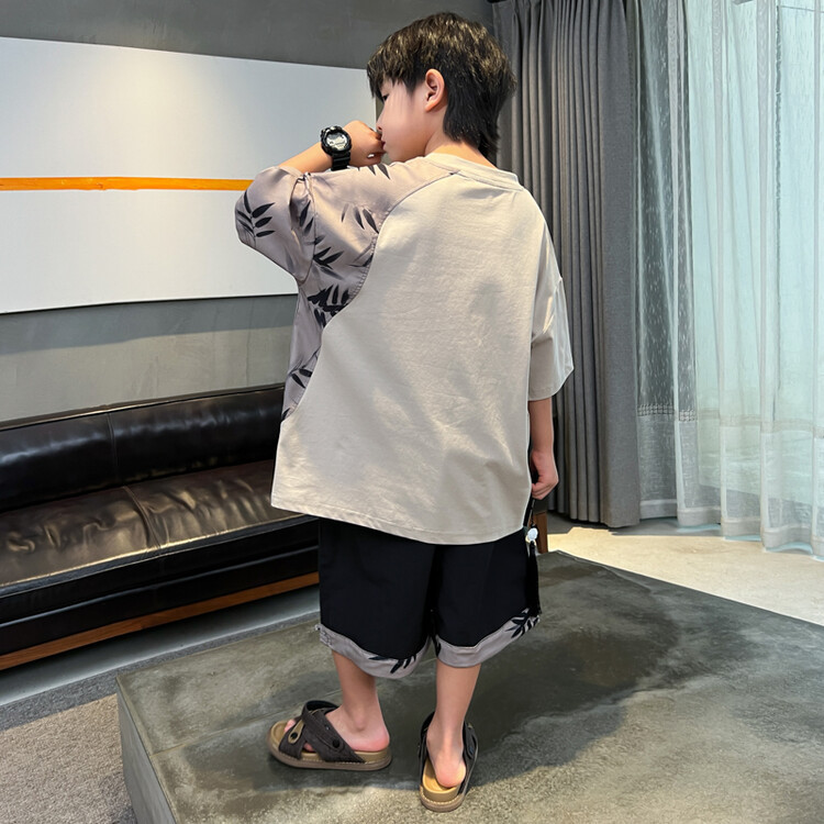 Set di magliette estive a maniche corte per ragazzi 2024 Nuovo stile cinese, comode, delicate sulla pelle, in morbido cotone puro_voghion.com