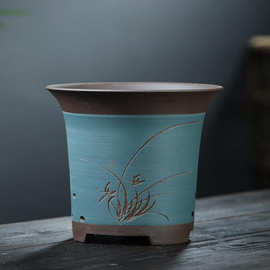 宜兴紫砂大口径兰花花盆陶瓷花盆君子兰多肉植物兰花盆栽古典