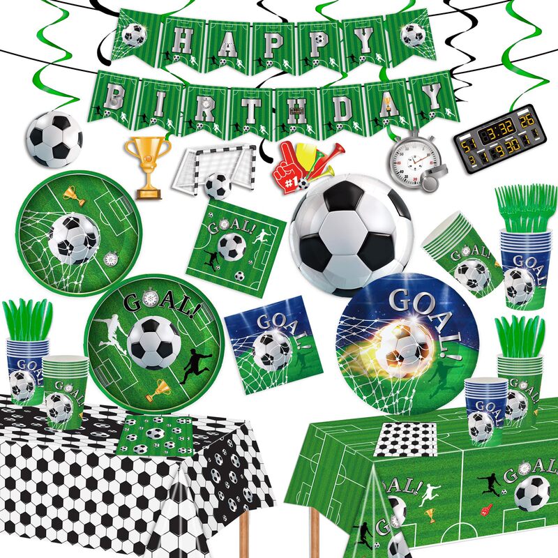 World Cup Disposable Tableware Football-Themed Party Supplies Birthday Party Decoration Props Paper Plates Paper Cups Tablecloth