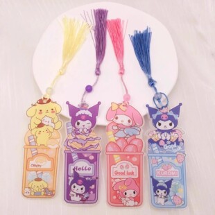 Sanrio bookmark cartoon creative primary school students with tassel bookmark cute bookmark sticker plastic transparent waterproof