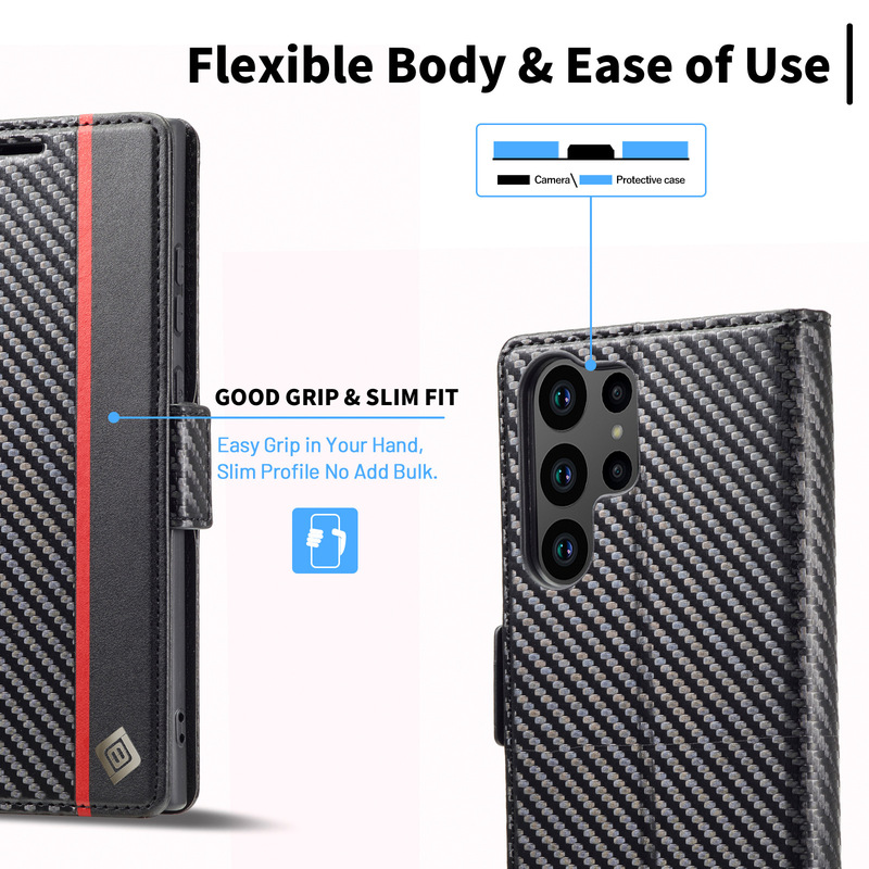 サムスンs 23ultra携帯電話革カバーs 23ultra炭素繊維ケースs 23ultra財布携帯電話カバーに適用します。|undefined