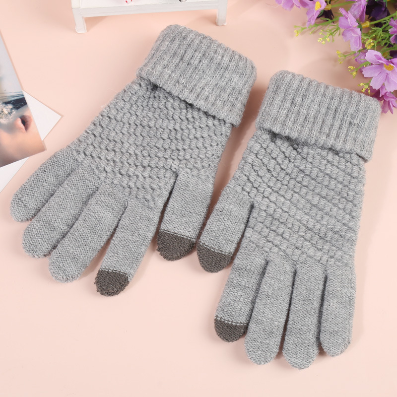 Guantes de pantalla táctil de Cachemira para mujeres otoño e invierno cálido a prueba de frío forro de lana engrosada nuevo sub-Dedo de punto Ciclismo Hombres al por mayor