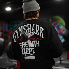 越境特別供給筋肉サメアメリカンプリントトレンディなフィットネス服ヘビーコットンメンズ半袖Tシャツ