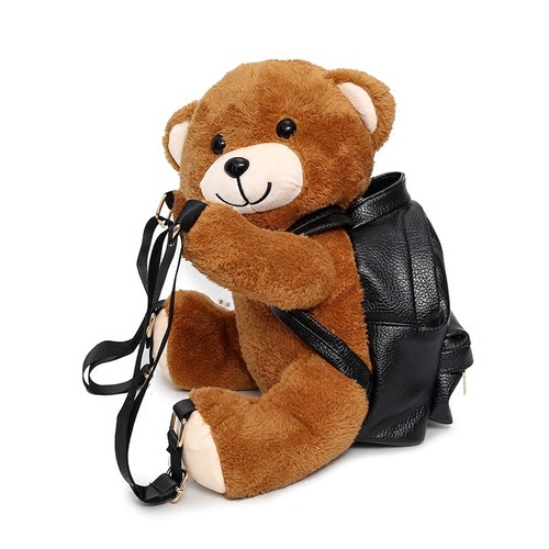 Bags  New Trendy Cute Backpack Women's Plush Motorcycle Bear Backpack Animal Doll College Style School Bag