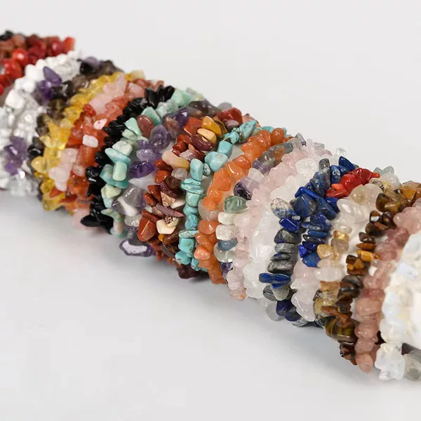 Cross-Border Amazon Best-Selling Natural Stone Crystal Gravel Bracelet, Woven Stretchable Irregular Gravel Bracelet