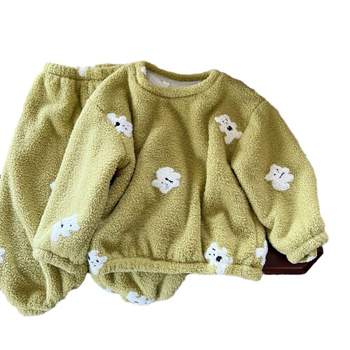 Winter New Children's Cloud Cotton Cartoon Homecoming Set Baby Thick Pajama Set for Maichang Season 