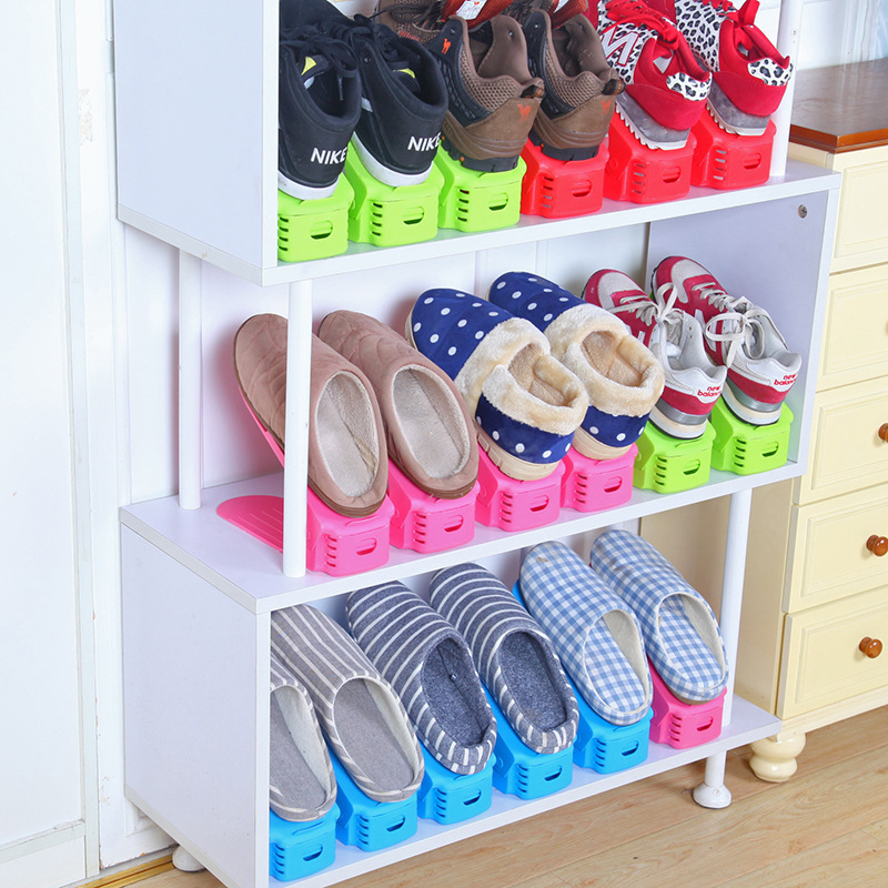 simple y grueso para artículos para el hogar soporte de zapatos integrado para almacenar soporte de zapatos simple de plástico de doble capa ajustable soporte de zapatos