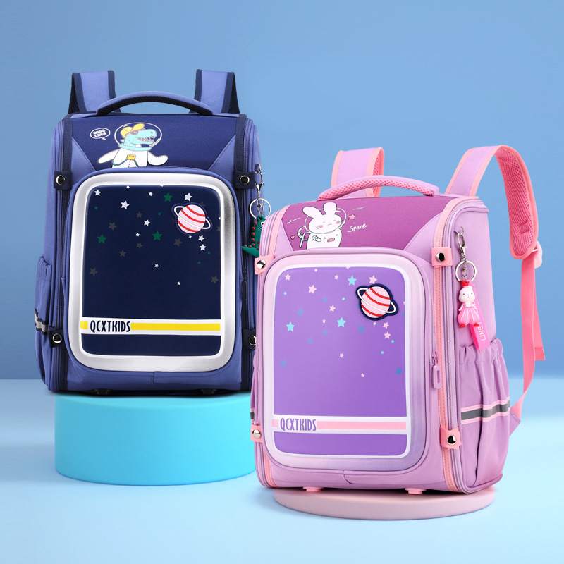 Peces naturales de la escuela primaria estudiante mochila femenina Grado 2-6 completo espacio abierto bolsa de impresión logo de una sola pieza de entrega transfronteriza