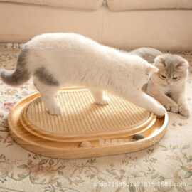 新款木质猫抓板宠物玩具 实木逗猫带逗猫棒铃铛 宠物猫猫玩具